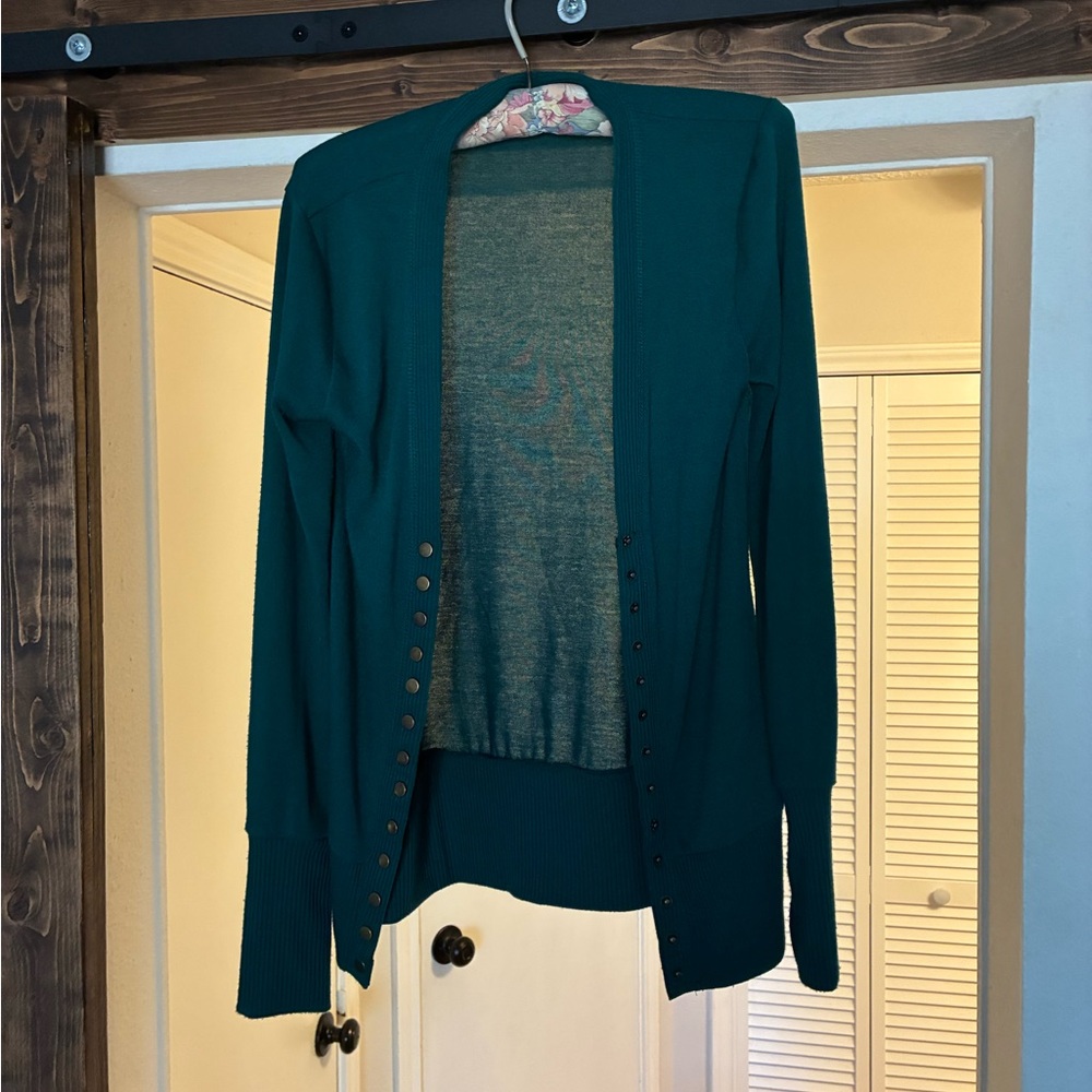 Teal Button-Up Cardigan - Picture 4 of 4
